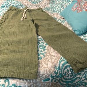 Comfortable drawstring pants never worn, sage, fully lined